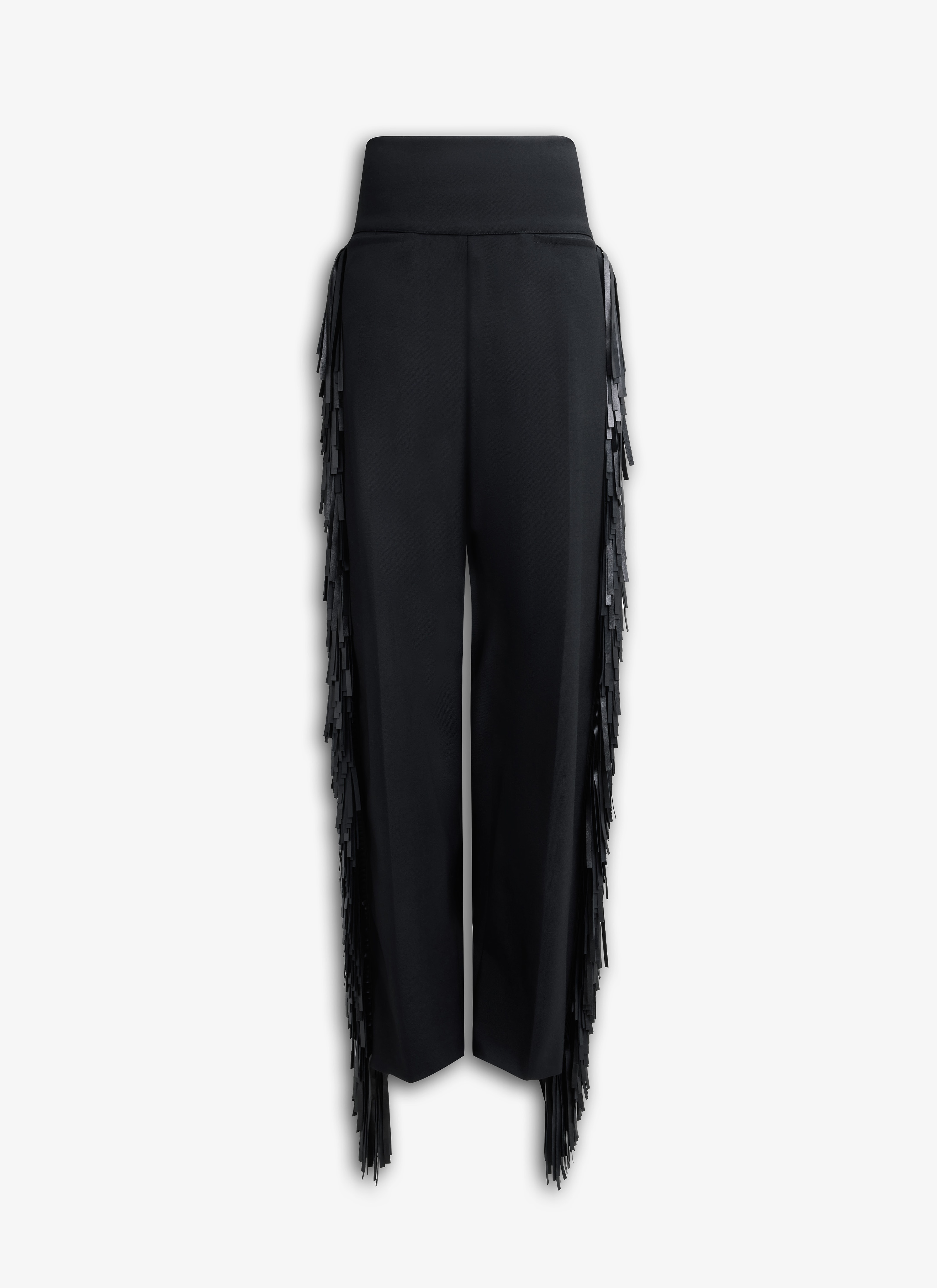 FRINGED WOOL GABARDINE PANTS - 1