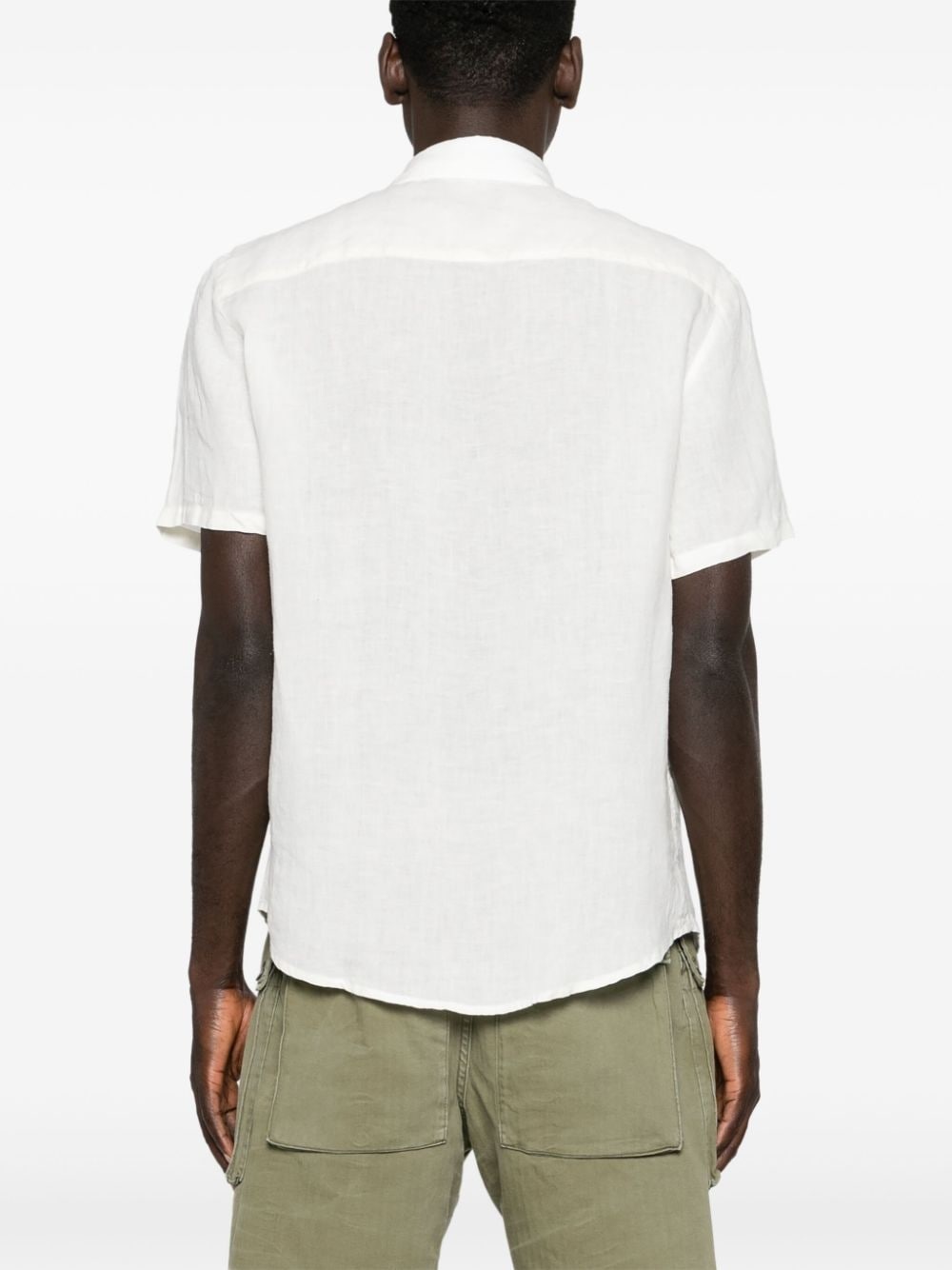 chest-pocket linen shirt - 4