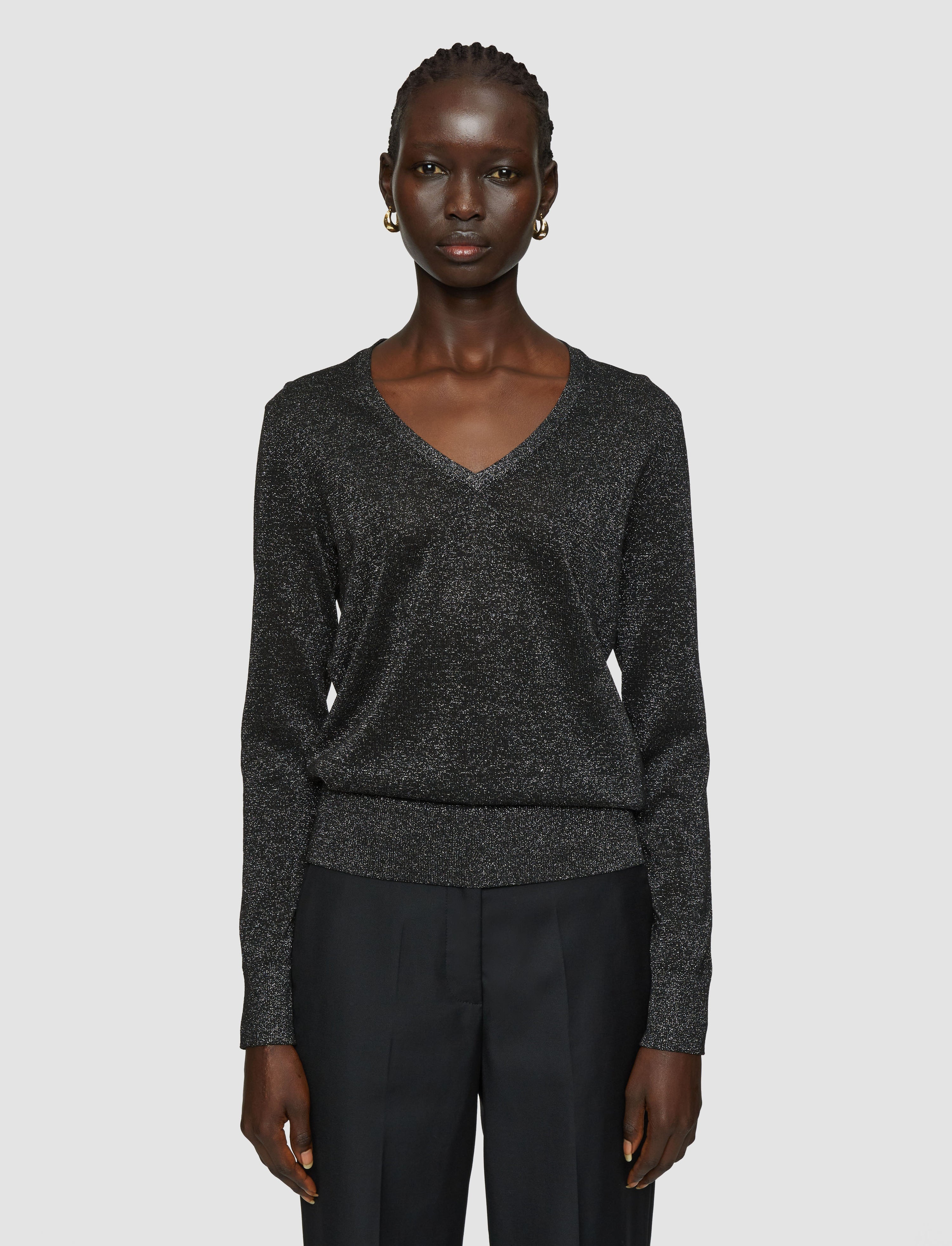 Lurex V Neck Jumper - 3