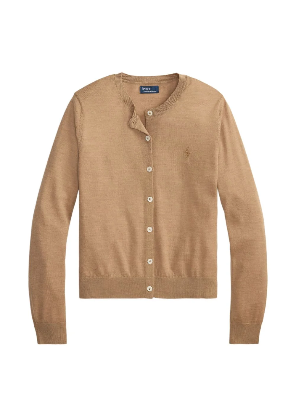 logo-embroidered wool cardigan - 1