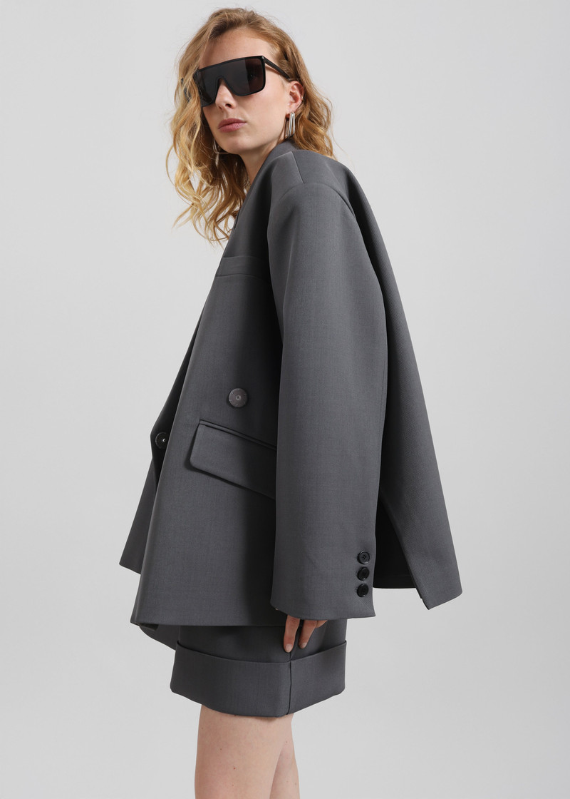 Tolmer Boxy Wrap Blazer - Storm Grey 9
