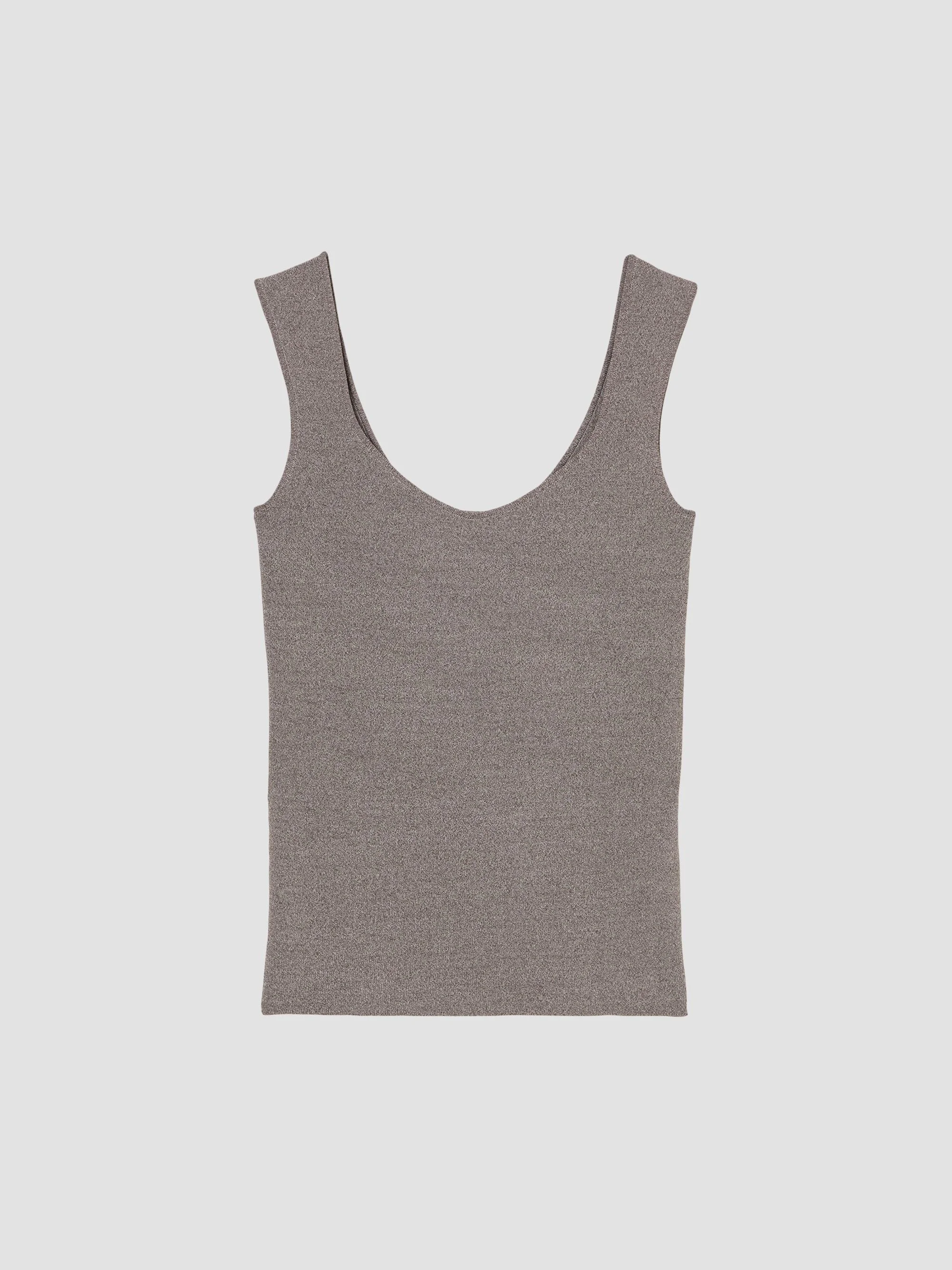 Women's Knit Scoopneck Tank - Taupe Melange - 1