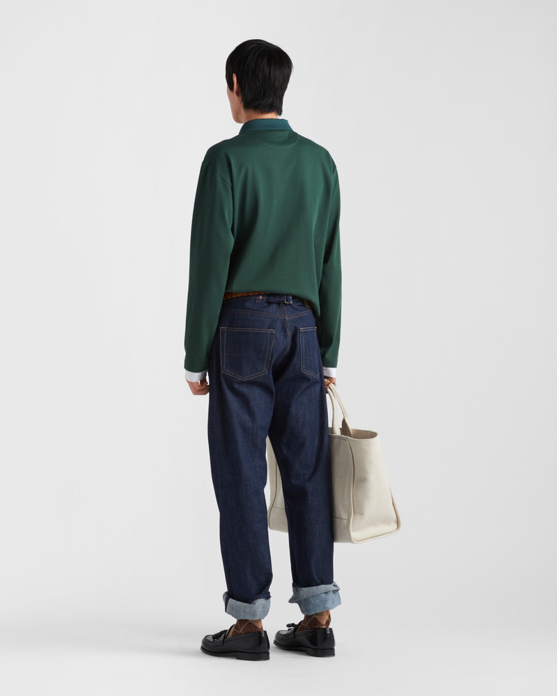 Long-sleeved cotton polo shirt 5