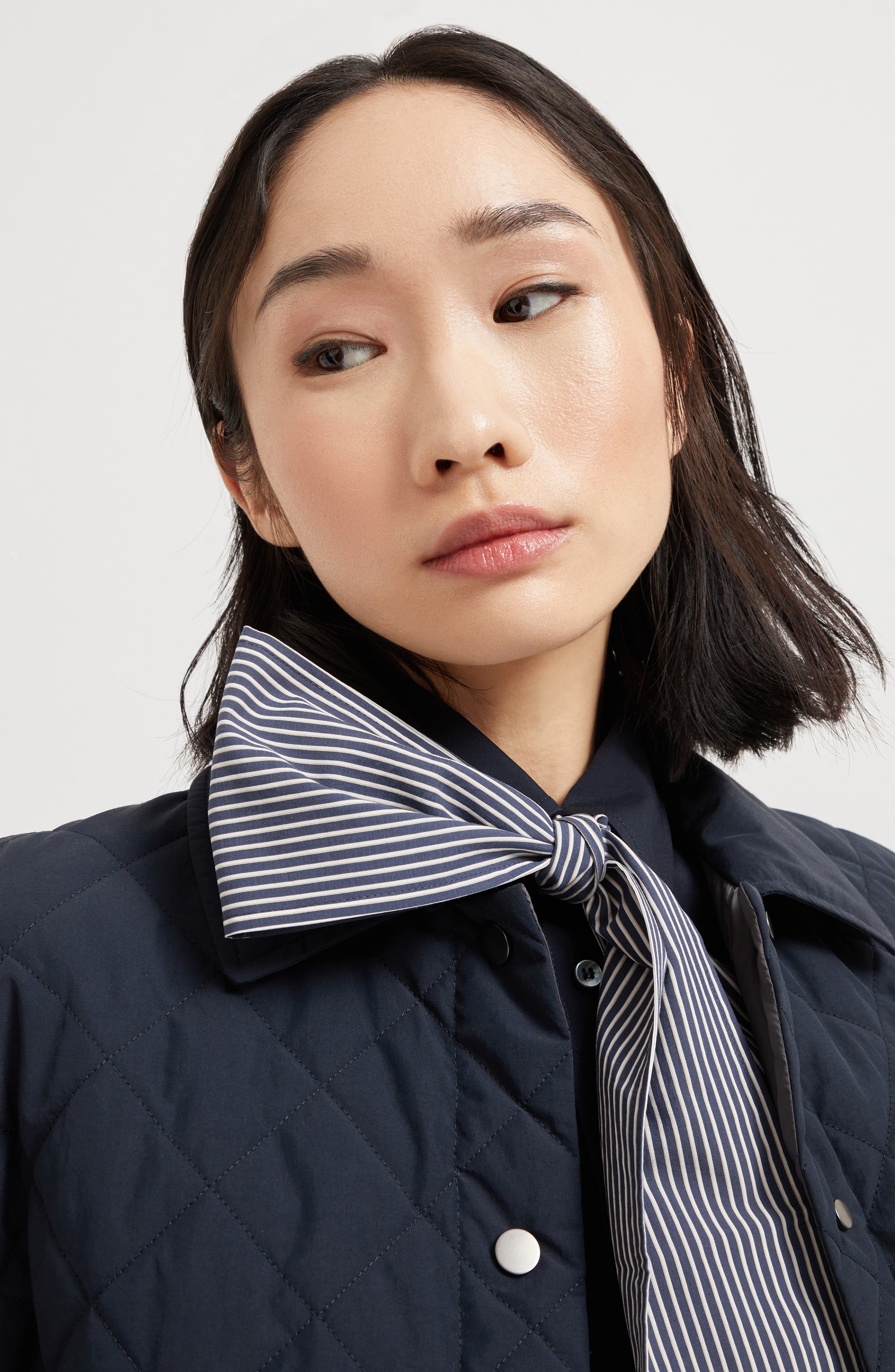Brunello Cucinelli Poplin foulard with monili in Blue at Nordstrom - 4