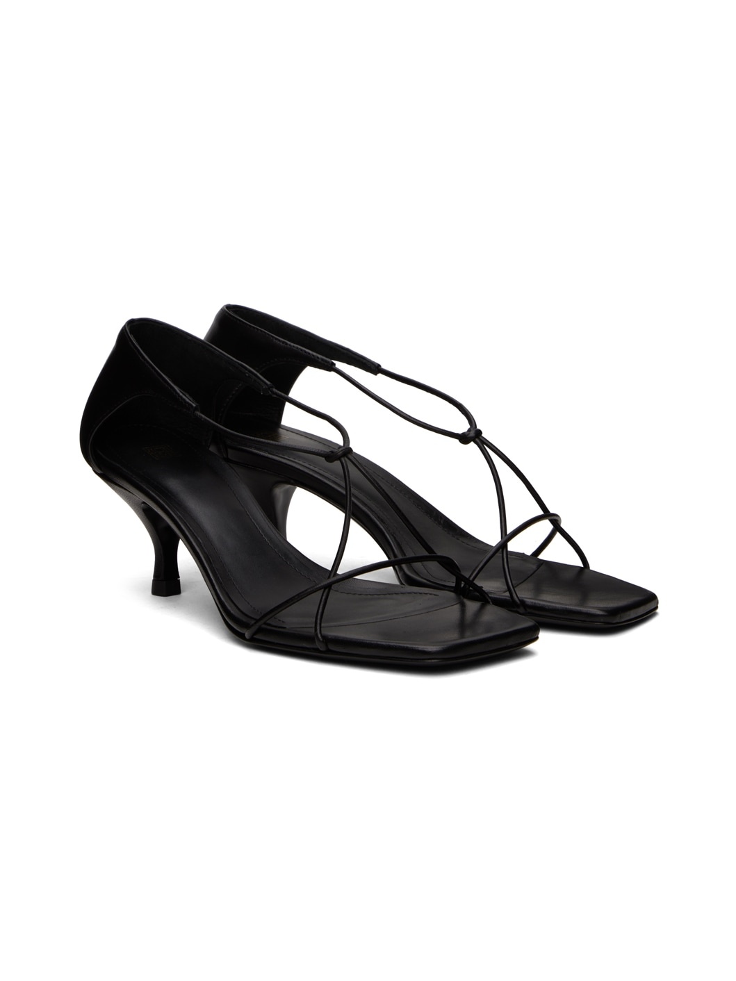 Black 'The Leather Knot' Heeled Sandals - 4