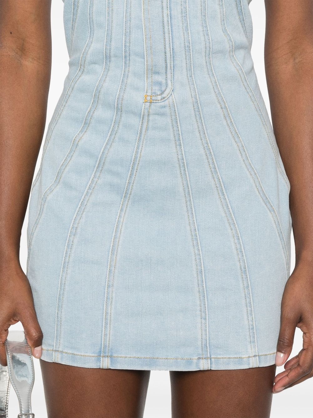 strapless denim mini dress - 5