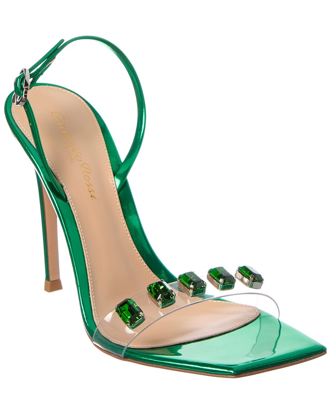 Gianvito Rossi Ribbon Candy Leather & Vinyl Slingback Sandal - 1