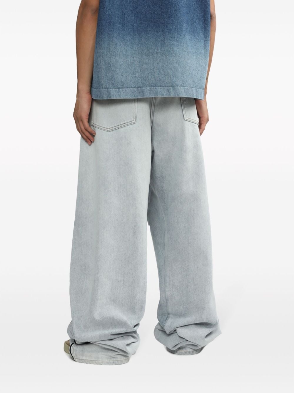 contrasting-border straight-leg trousers - 4