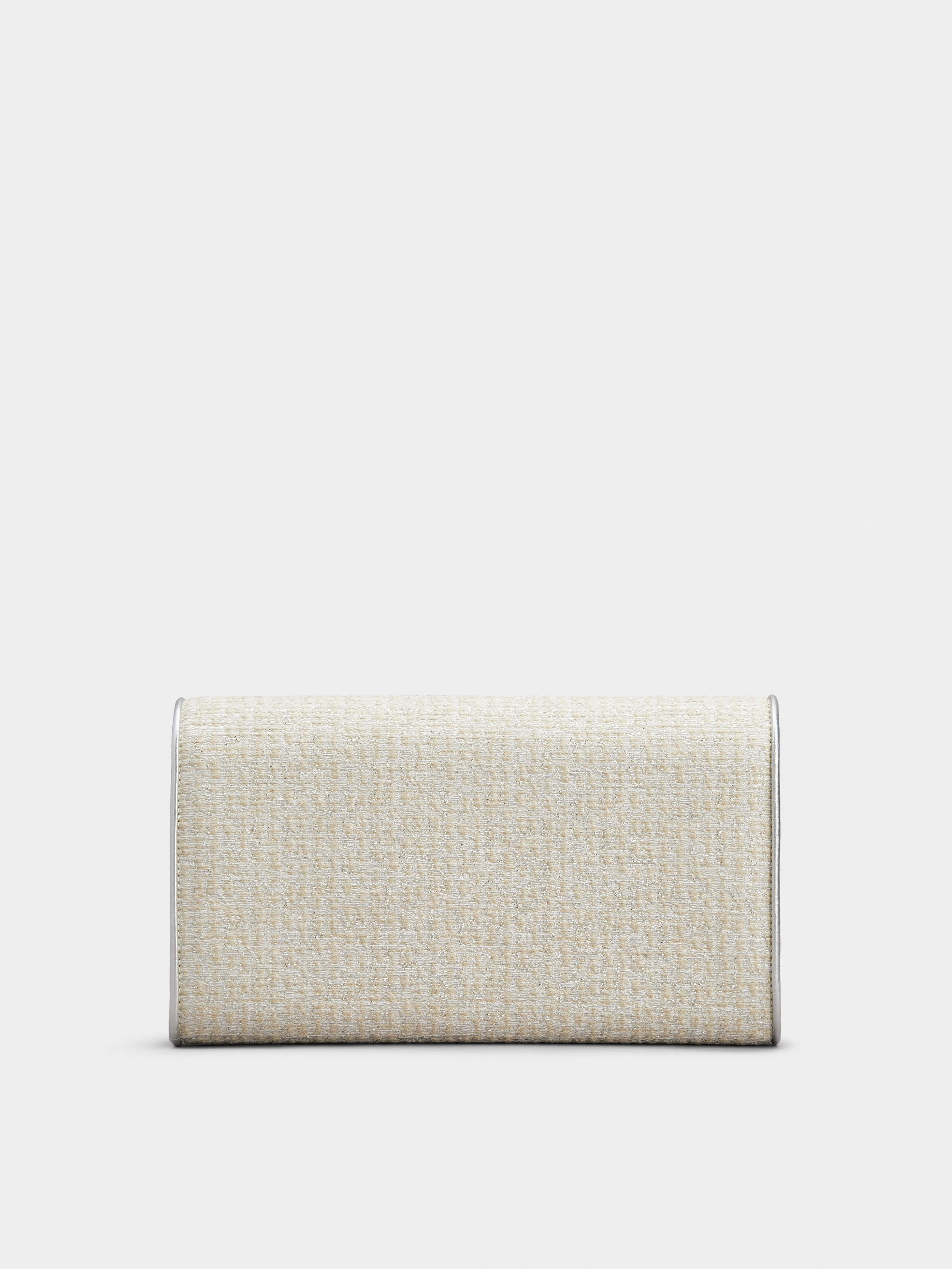 Flower Strass Piping Buckle Clutch Bag in Fabric - 5