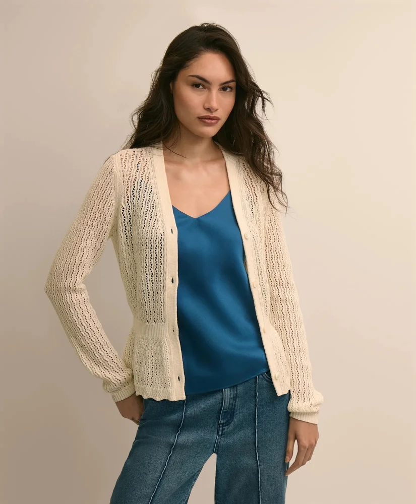 Cotton Pointelle Cardigan - 1