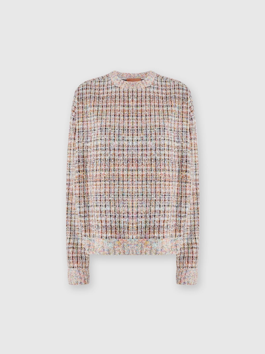 Bouclé checkered crewneck sweatshirt with sequins - 1