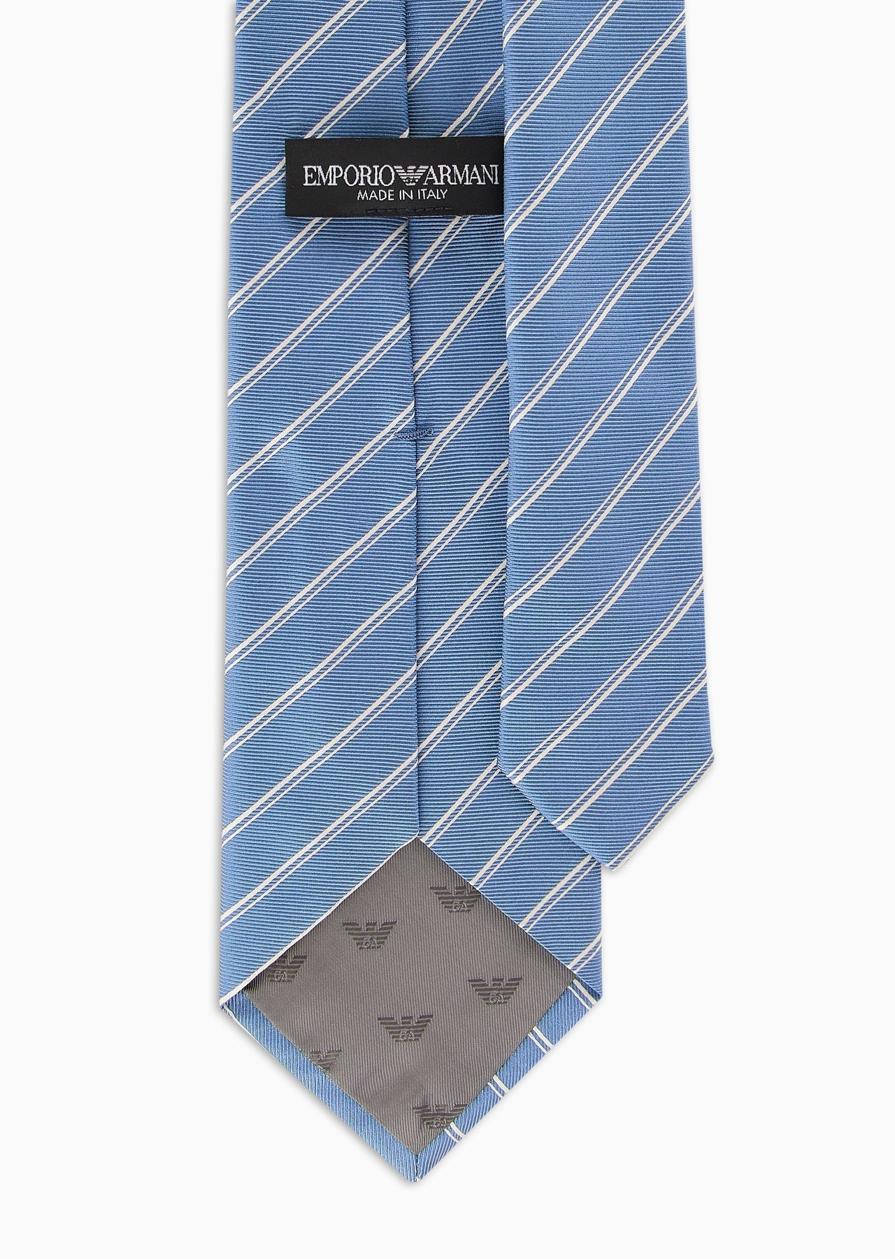 Pure silk tie with jacquard double stripes - 2