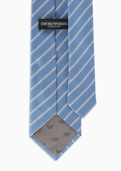 EMPORIO ARMANI Pure silk tie with jacquard double stripes outlook