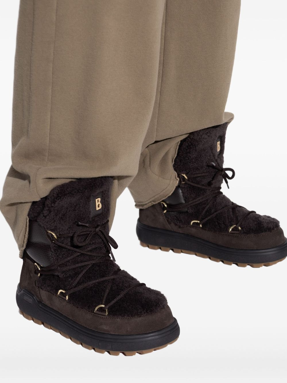 lace-up shearling boots - 5