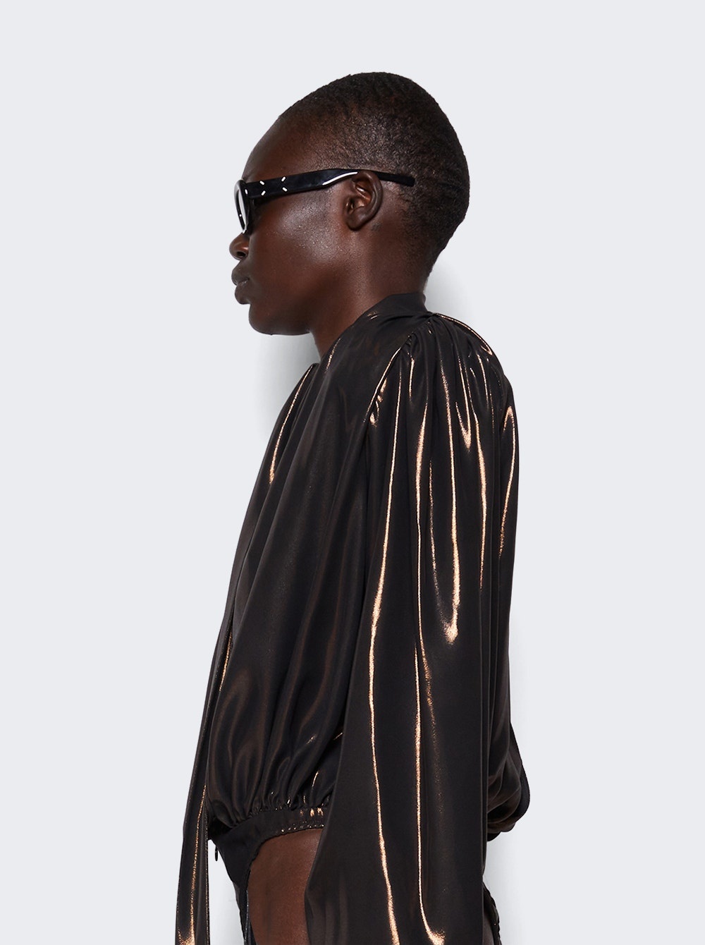 Bodysuit with Necktie Detail Bronze - 4