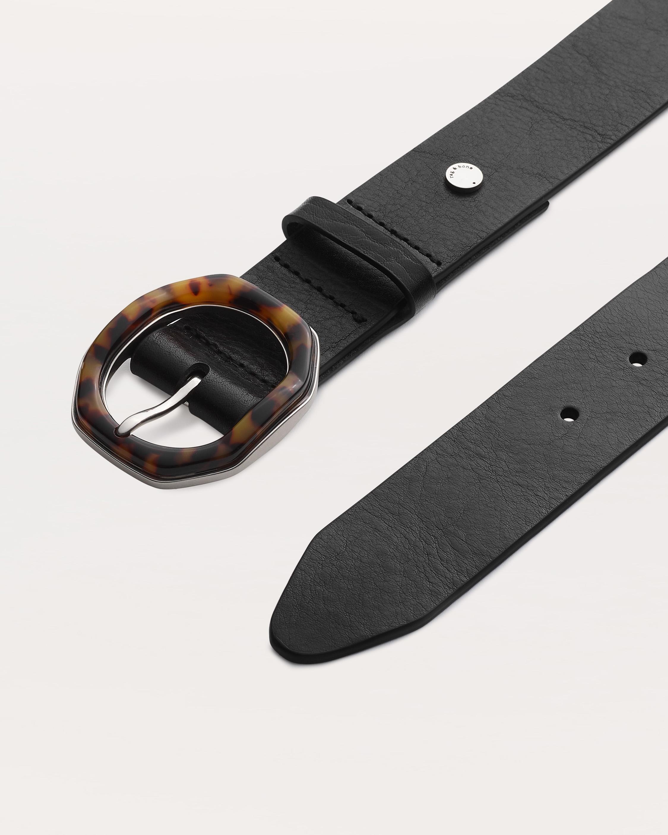 Audrey Tortoiseshell-Buckle Leather Belt - 3