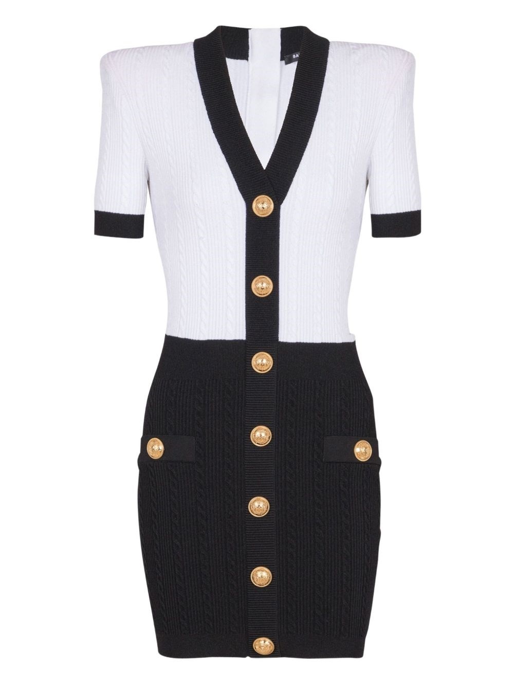 V-necked knitted mini dress - 1