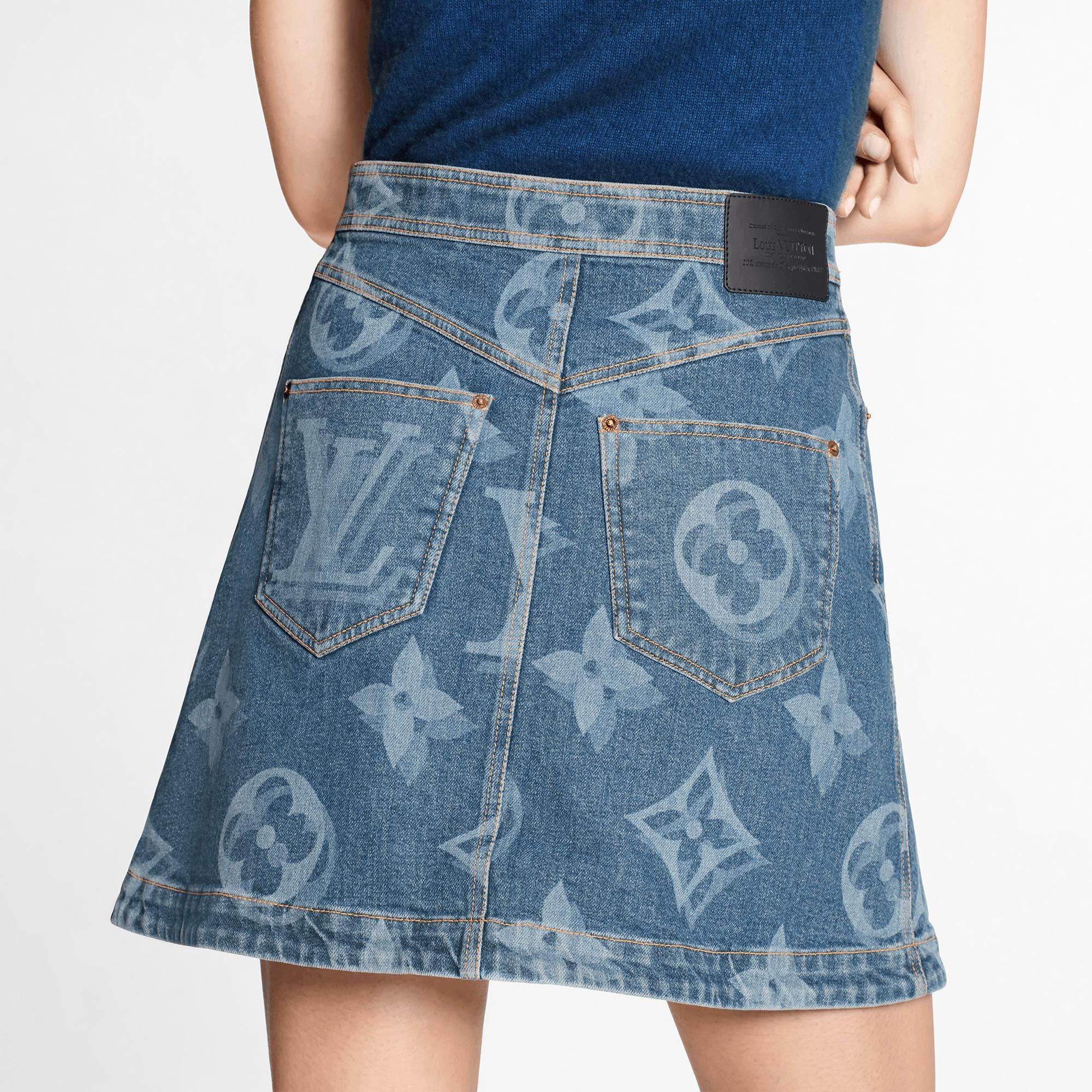 Blurry Giant Monogram Denim Mini Skirt  - 4