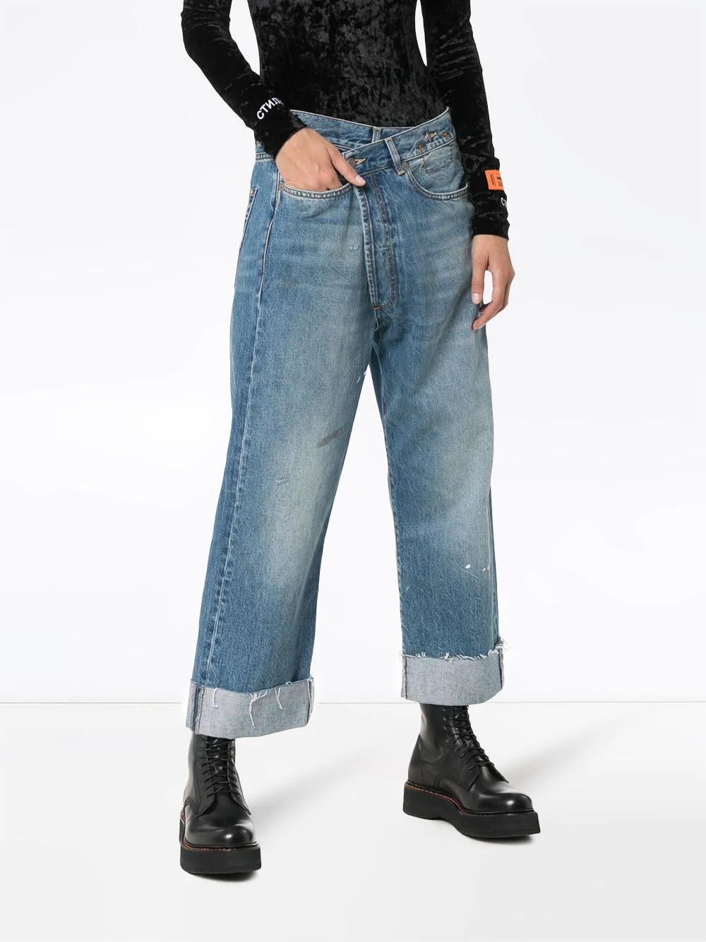 Crossover asymmetric high-rise straight-leg jeans - 3