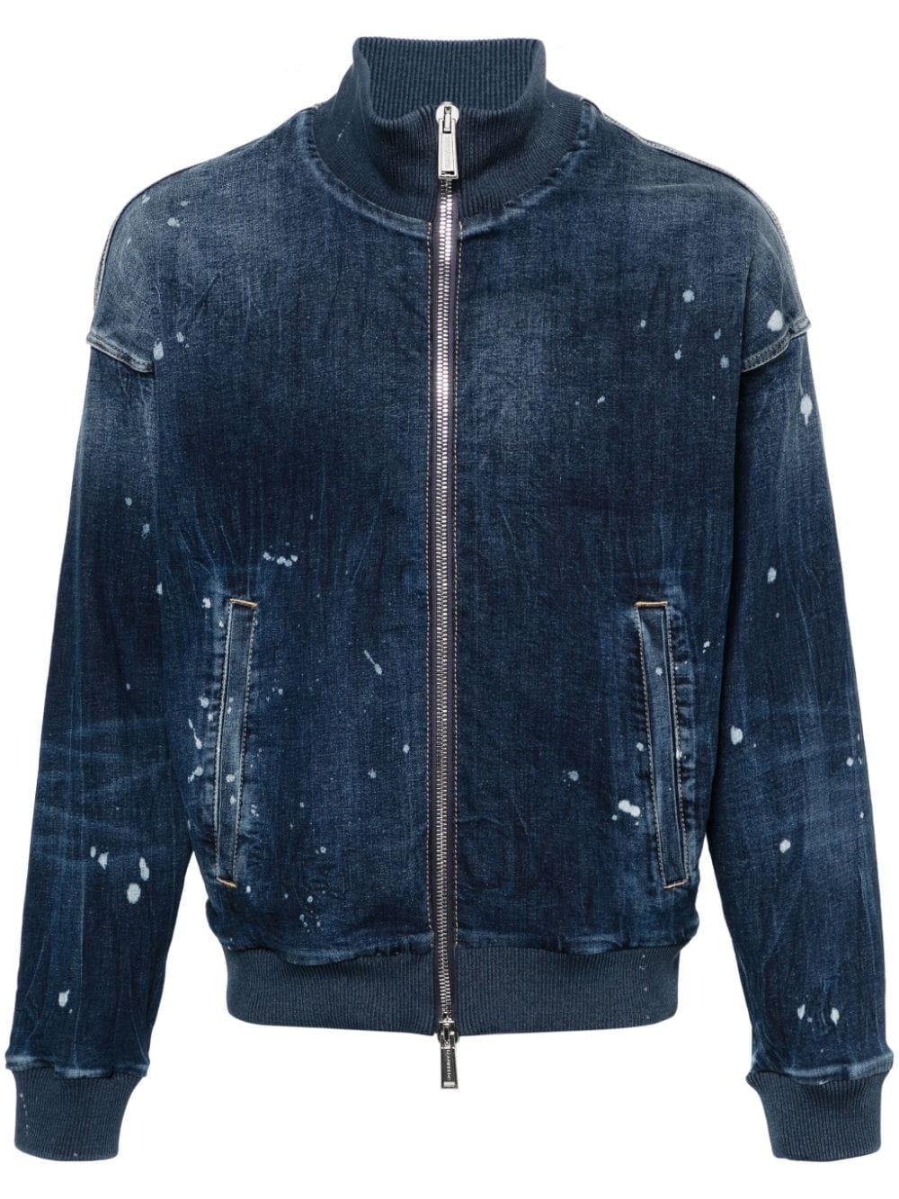 logo-print denim bomber - 1