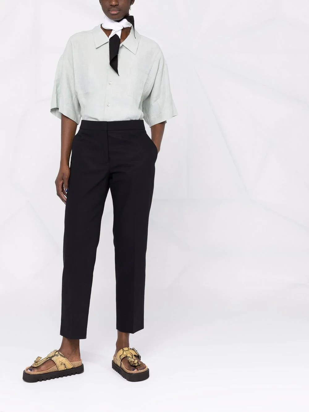 cropped straight-leg trousers - 2