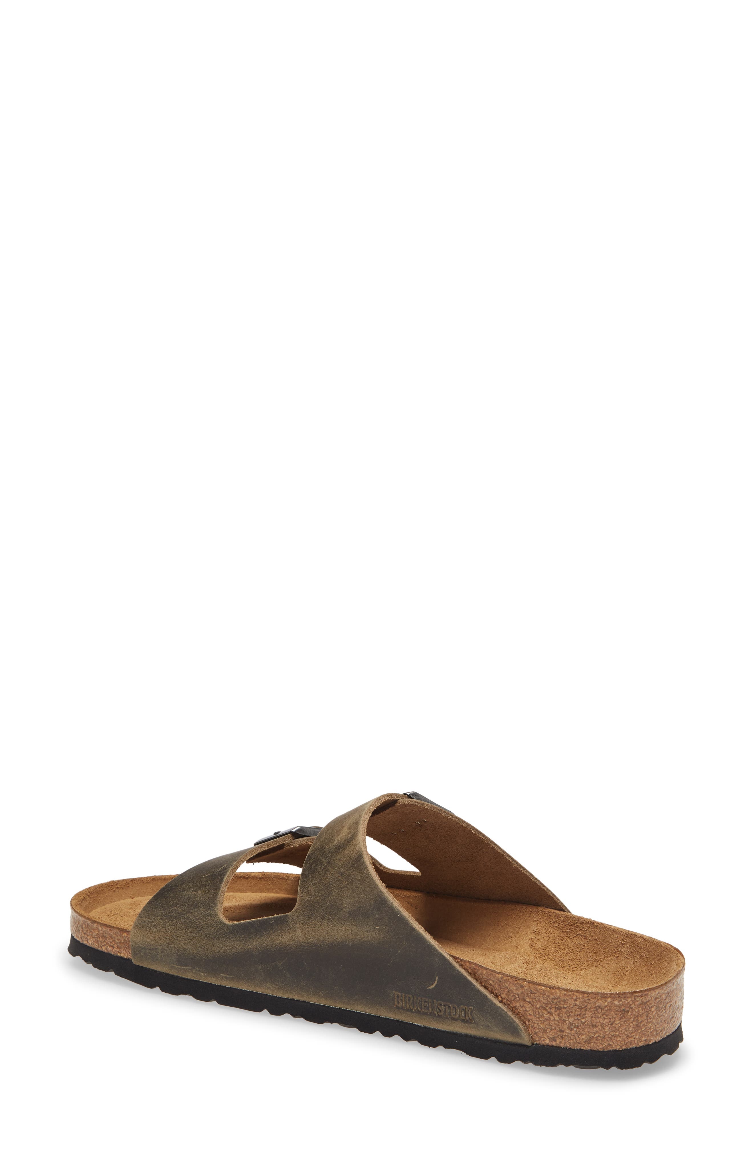 Birkenstock Arizona Soft Slide Sandal in Faded Khaki Oiled Leather at Nordstrom - 2