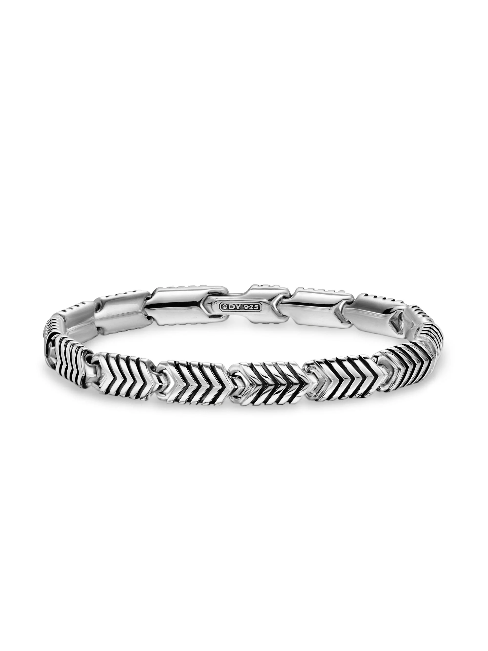 Men's Chevron Link Bracelet in Sterling Silver, 7.6MM - Silver - 1