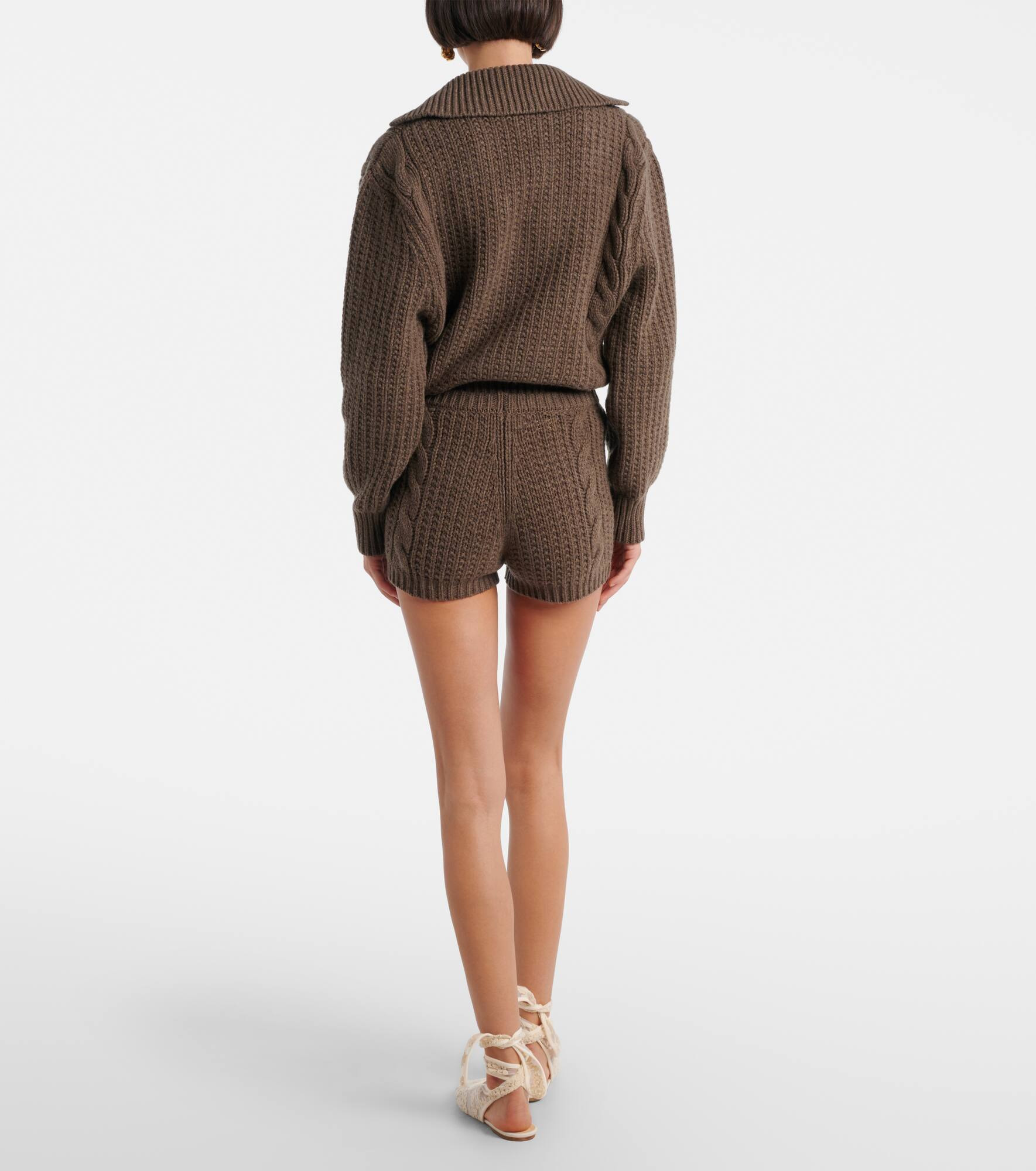 Cable-knit cashmere shorts - 3