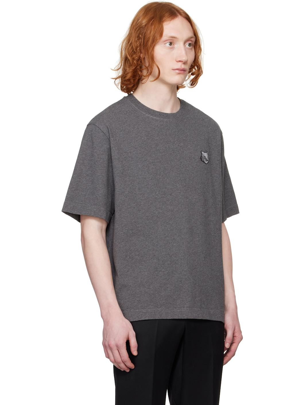 Gray Bold Fox Head Patch Oversize T-shirt - 2