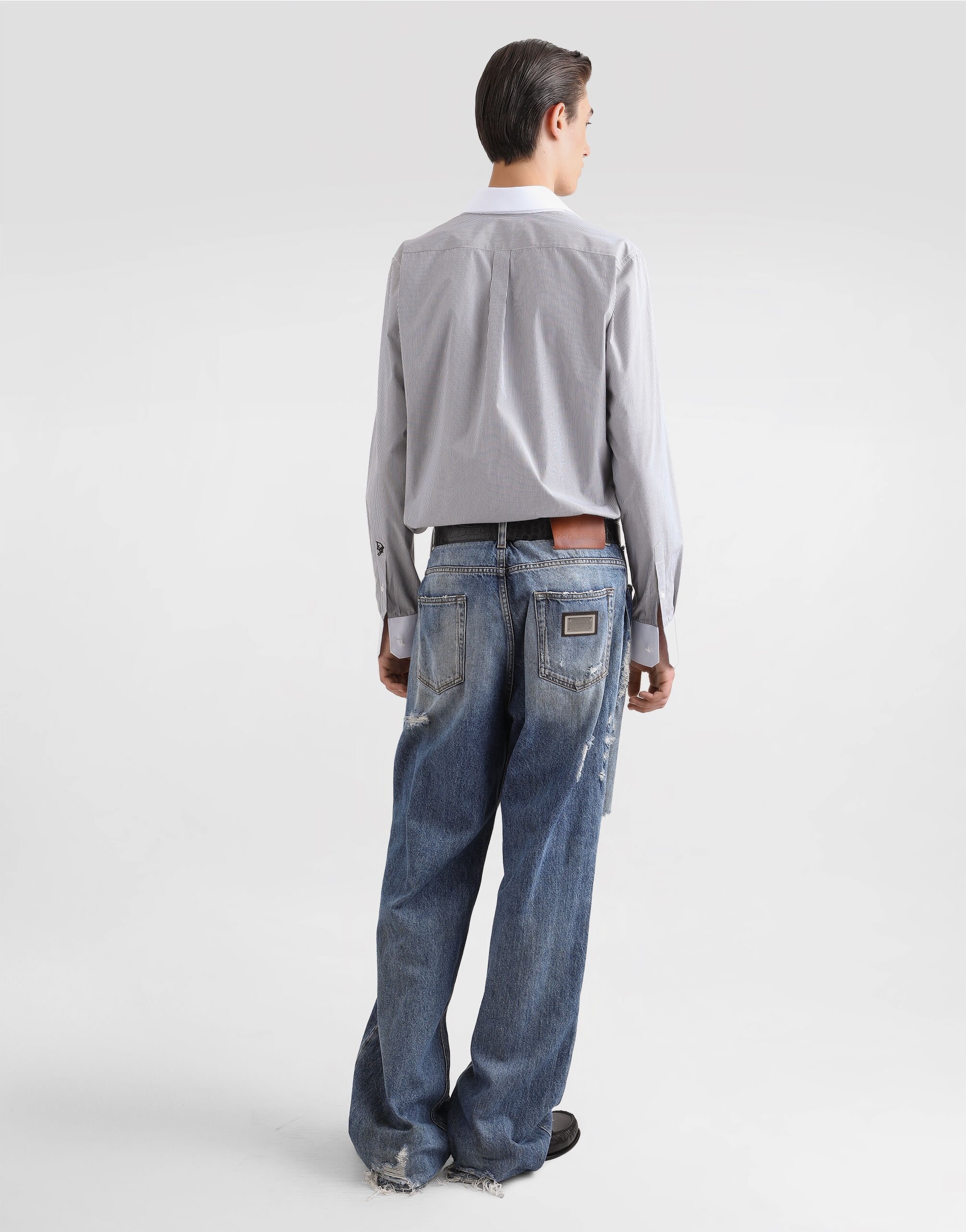 Oversize cotton jeans with tag - 3
