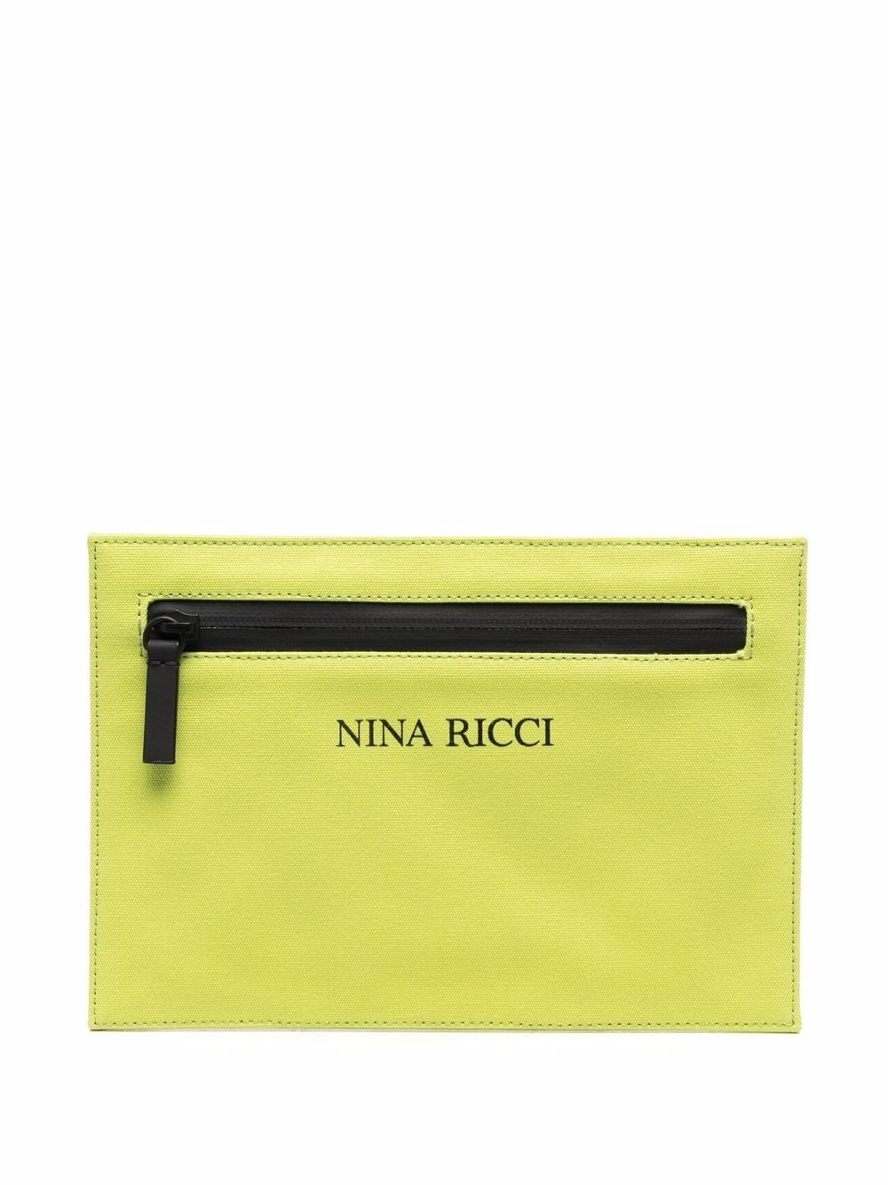 logo-print zipped clutch bag - 1