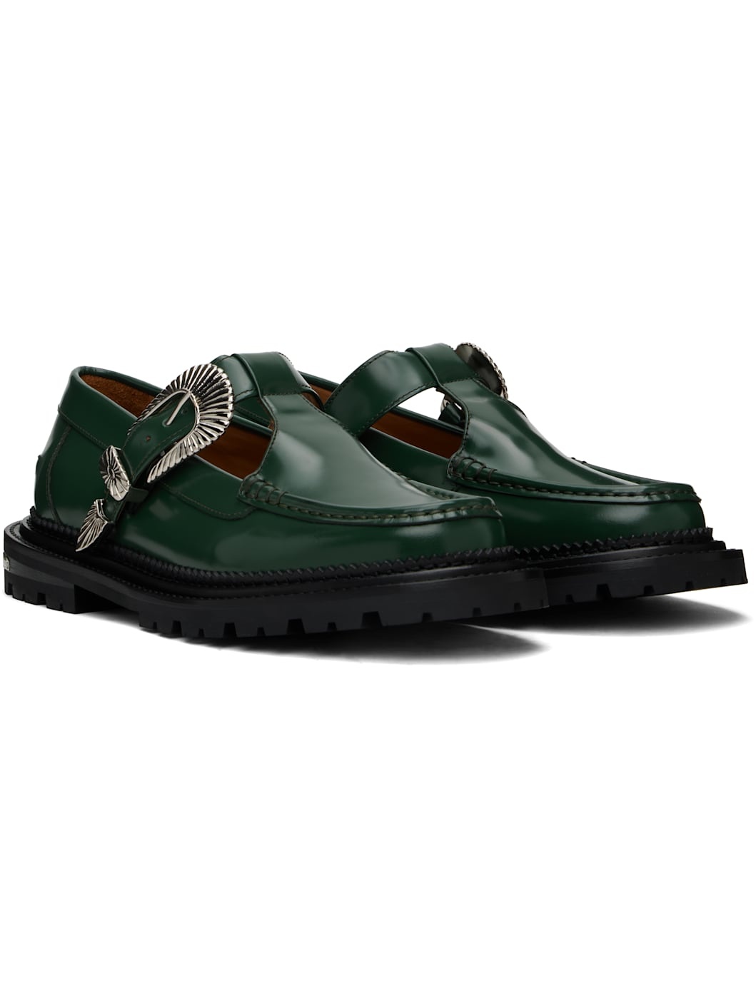 Green Polished Loafers - 4