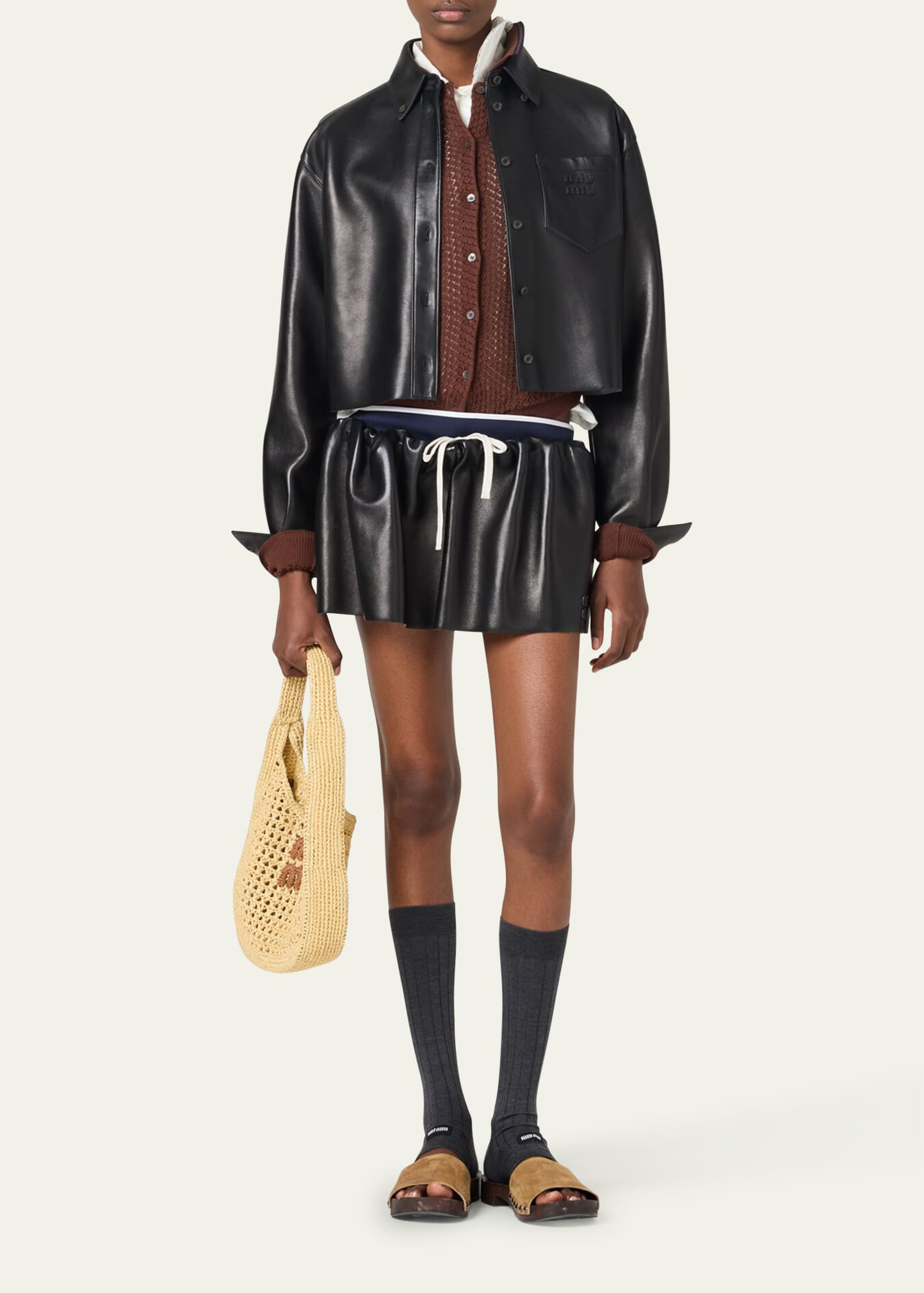 Leather Crop Shirt Jacket - 2