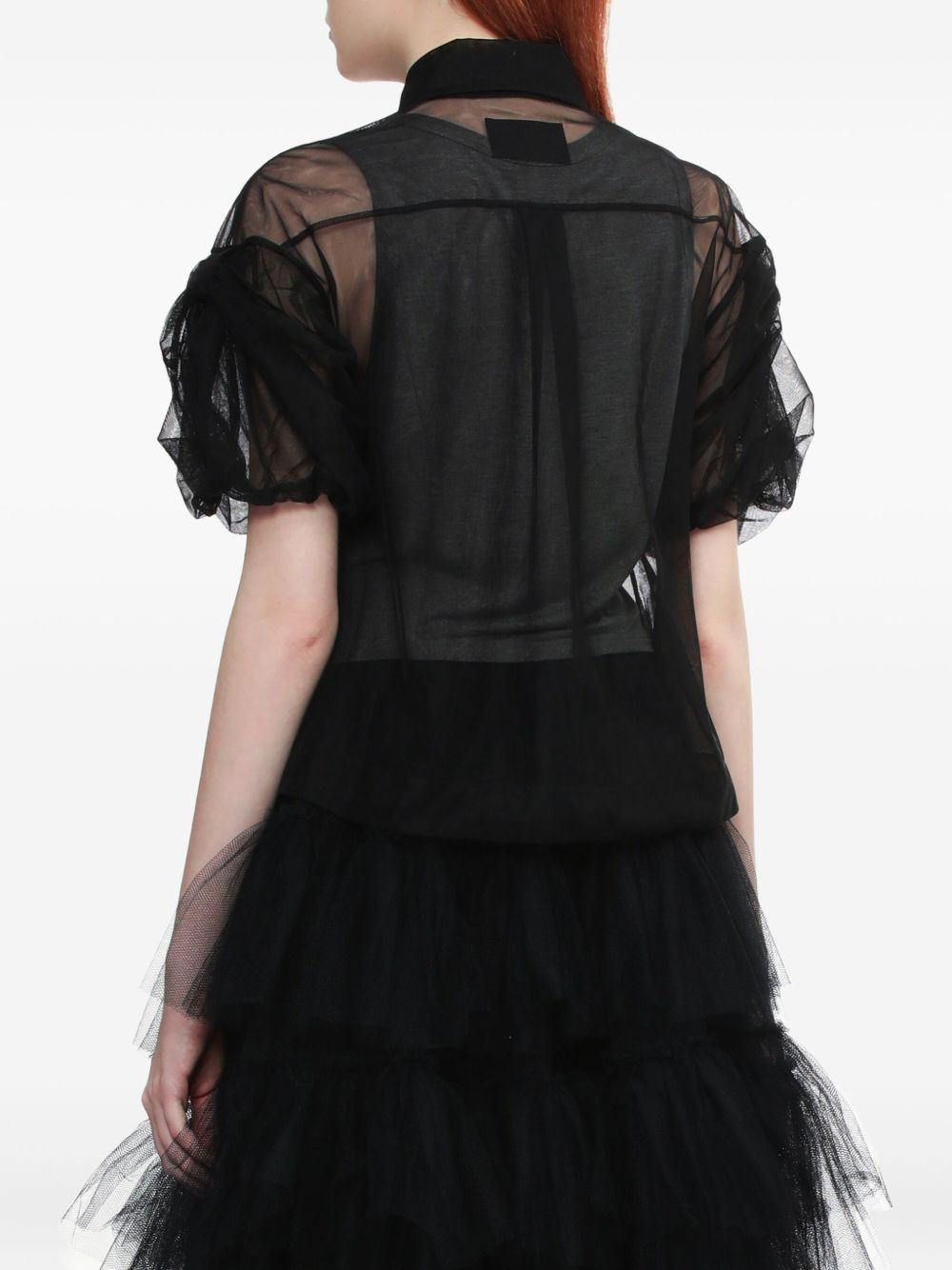 sheer puff-sleeve shirt - 4