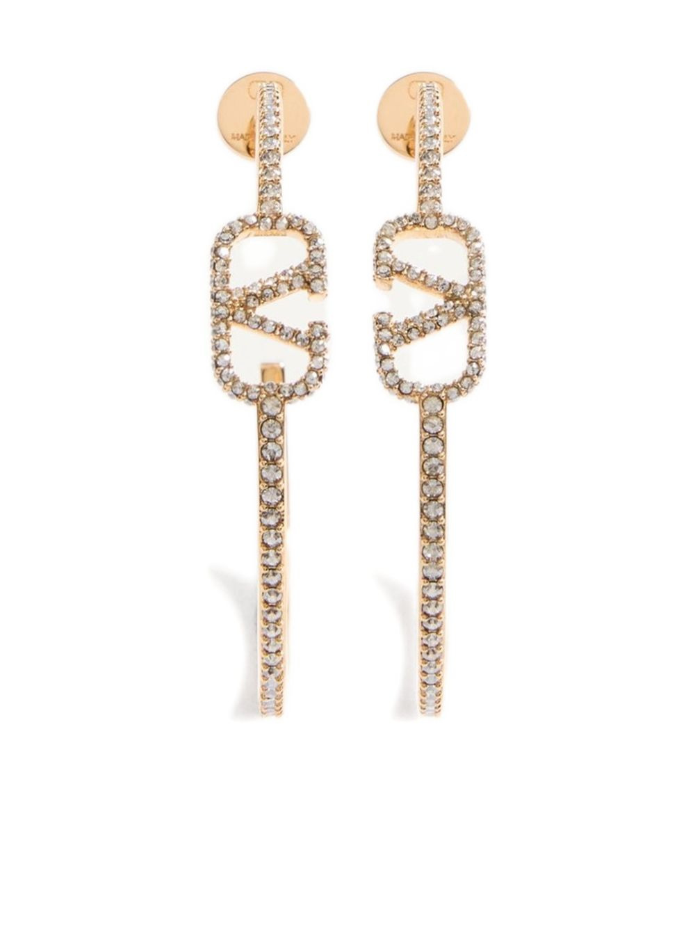 VLogo Signature crystal hoop earrings - 1
