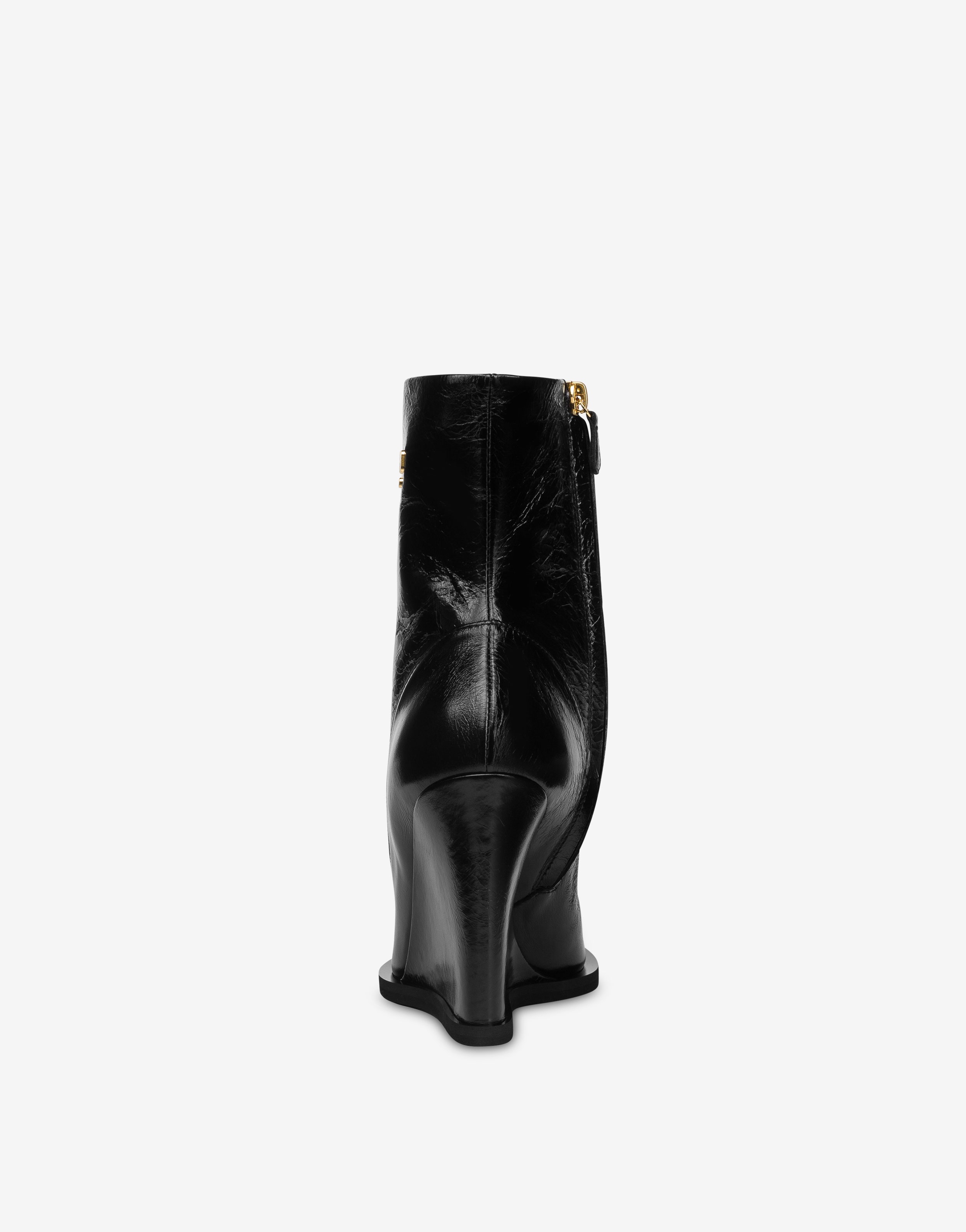 METAL LOGO WEDGE ANKLE BOOTS - 3