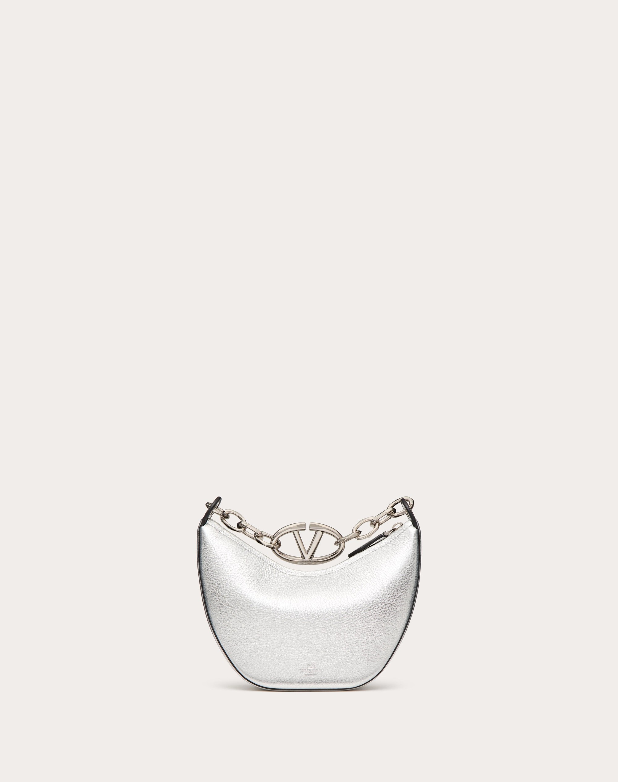 VLOGO MOON MINI HOBO BAG IN METALLIC GRAINY CALFSKIN WITH CHAIN - 4