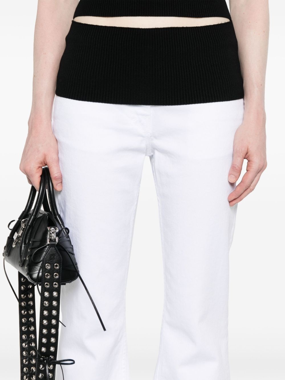 raw-cut detail low-rise flared jeans - 5