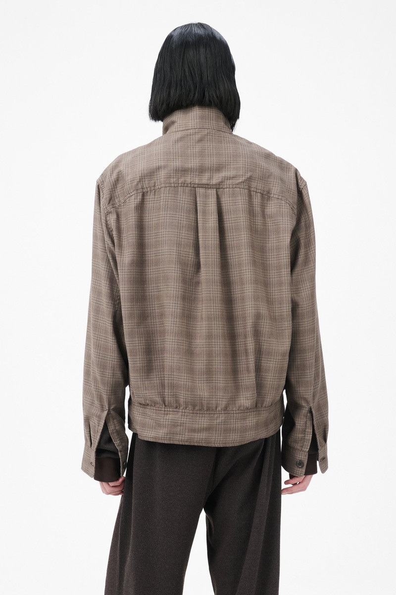 Mock Bomber Dirty Brown Glen Plaid 7