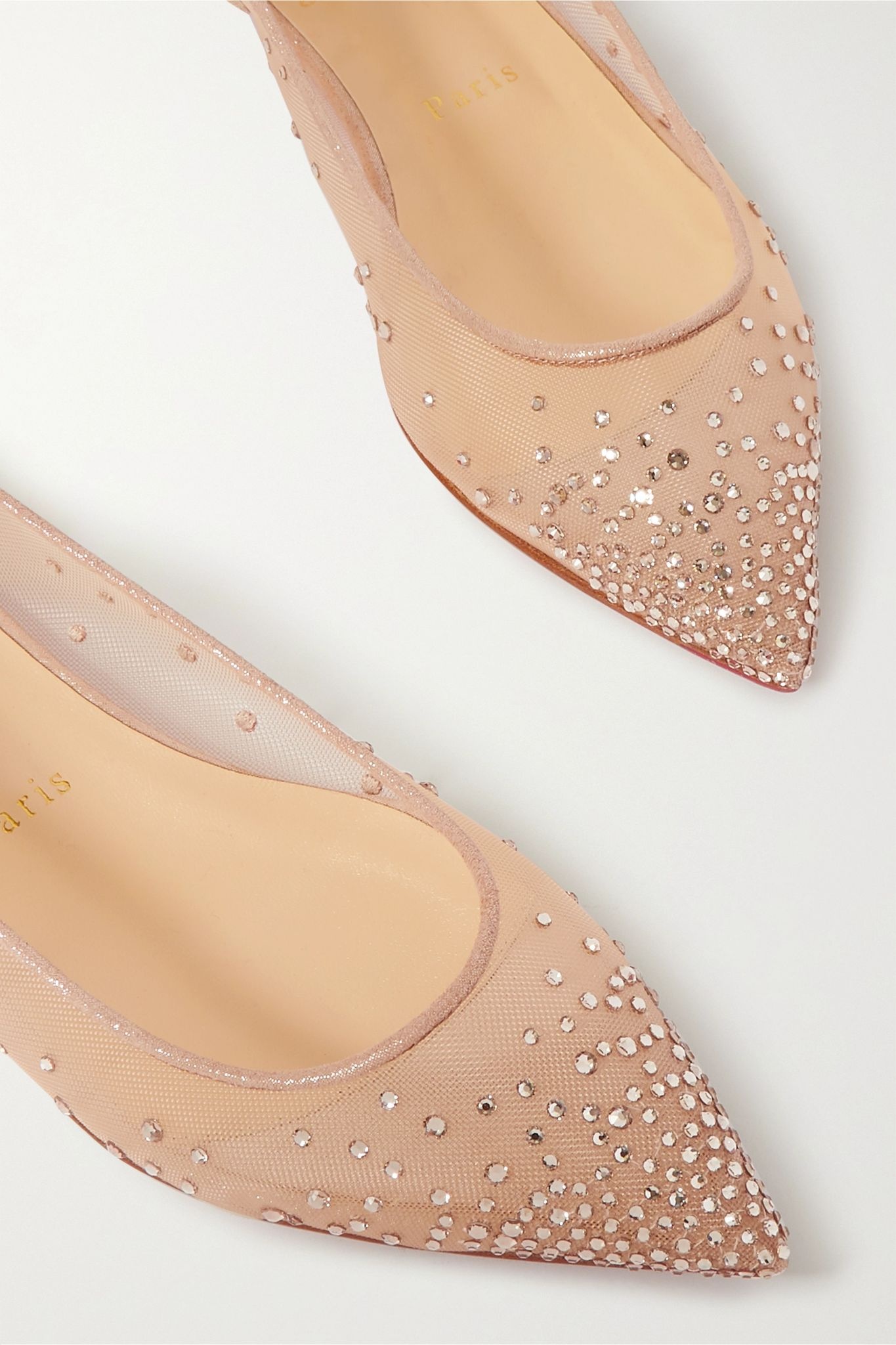 Follies Swarovski crystal-embellished mesh and lamé point-toe flats - 5