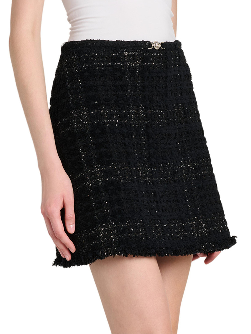 Women's Cotton-Blend Tweed Miniskirt - Black 4