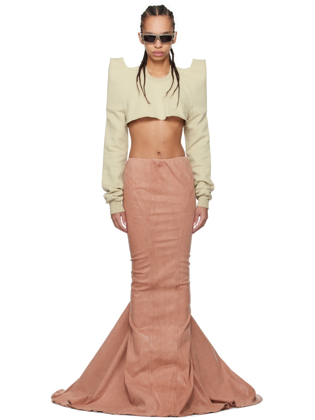 Pink Al Pillar Denim Maxi Skirt - 1