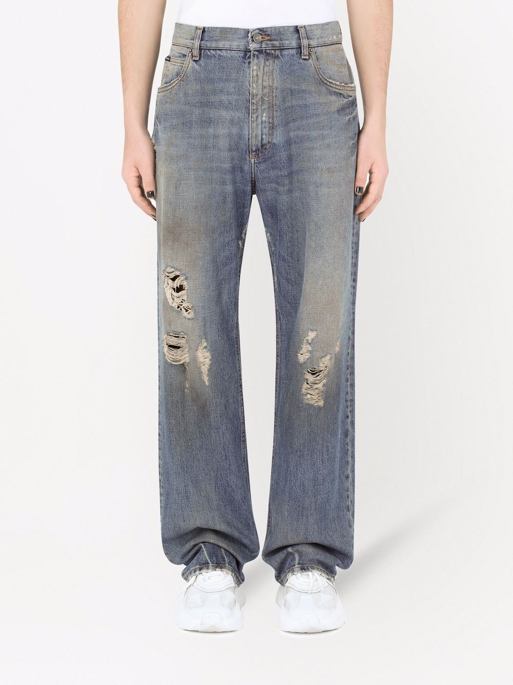 ripped wide-leg jeans - 3