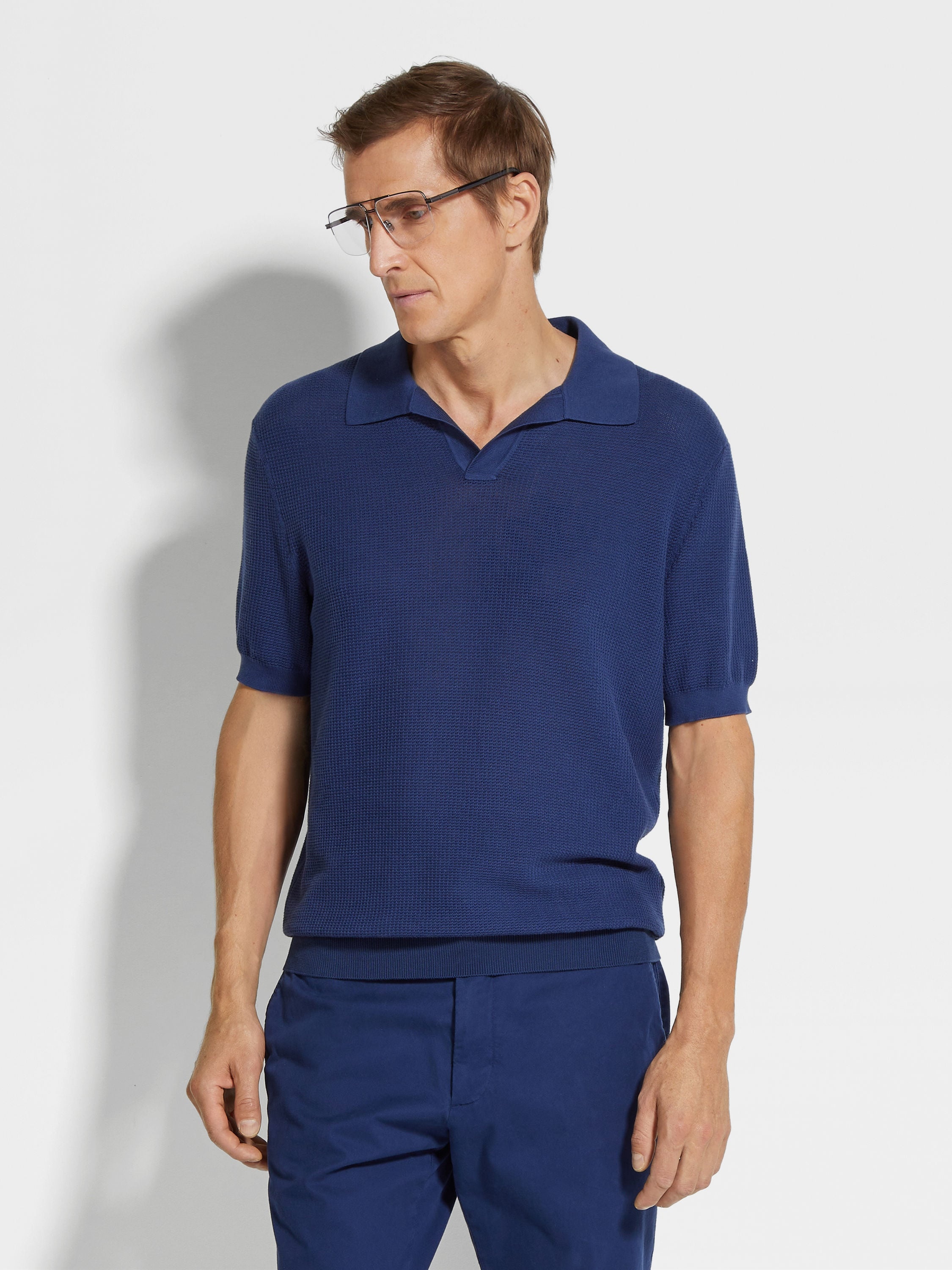 UTILITY BLUE PREMIUM COTTON POLO SHIRT - 4