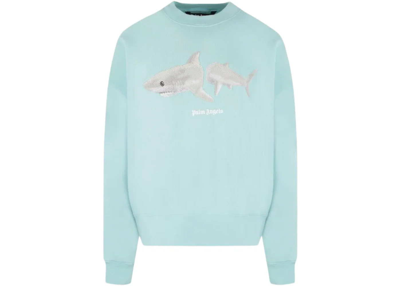 Palm Angels Shark Crewneck Sweater Light Blue/White - 1