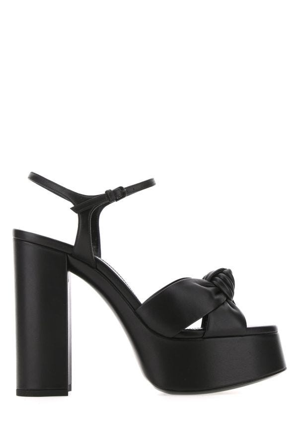 Saint Laurent Woman Black Leather Bianca 85 Sandals - 1
