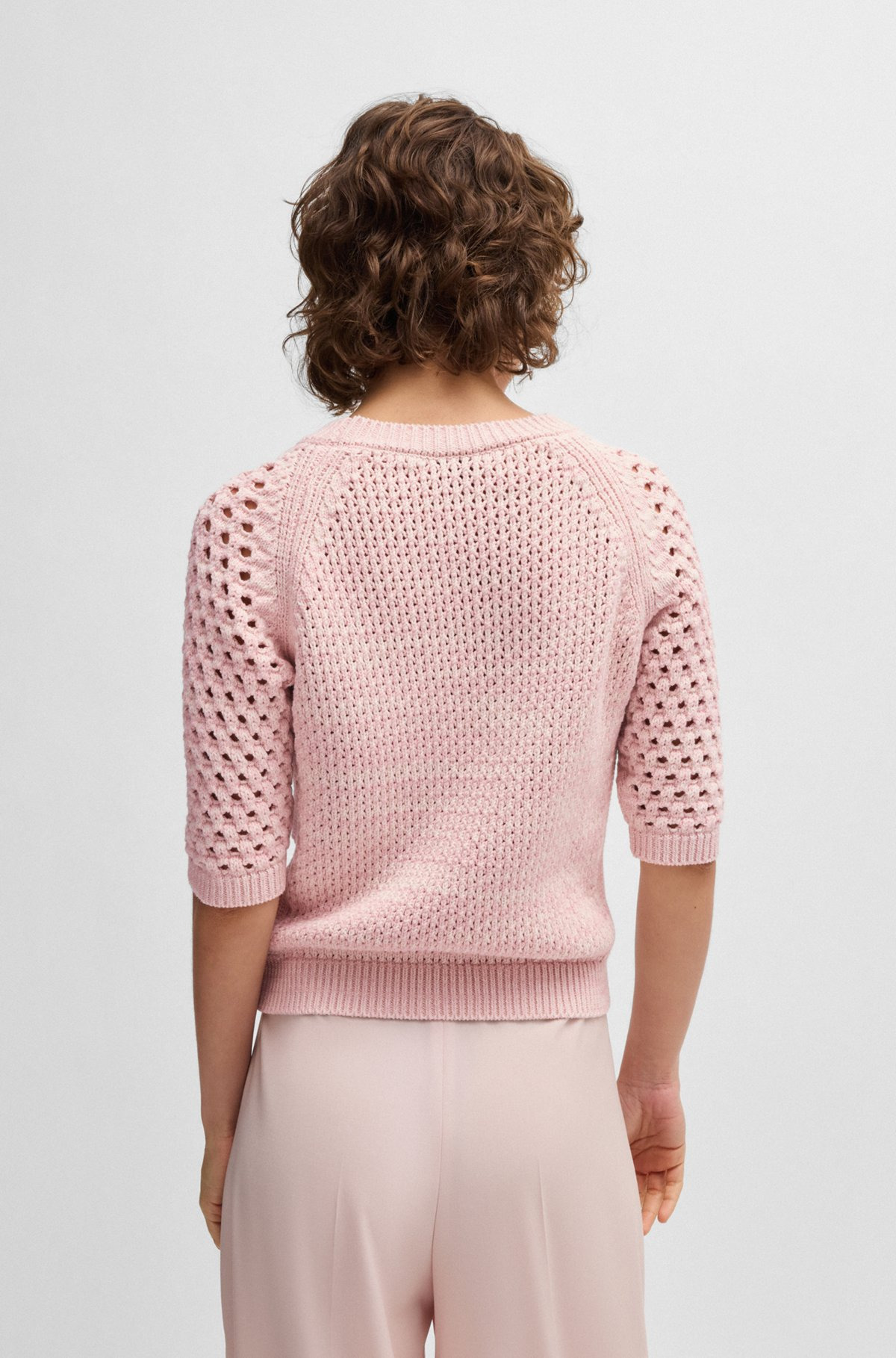 SWEATER WITH MIXED KNITS - 4