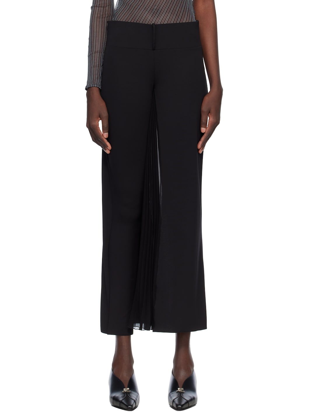 Black Infinity Pleats Jersey Trousers - 1