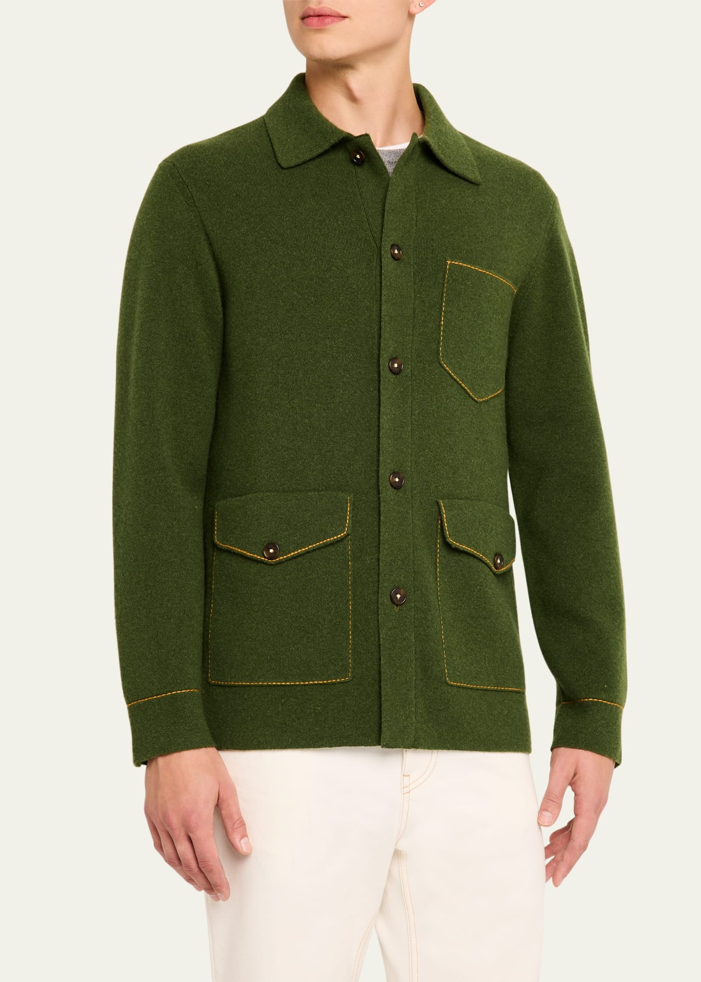Men's Cashmere Topstitch Work Jacket - 4