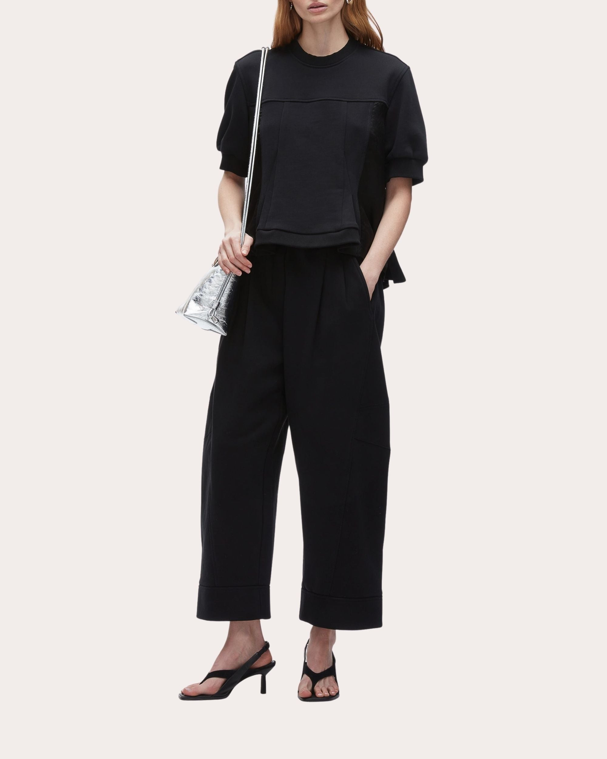 Flounce Puff-Sleeve Satin Top - 5